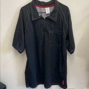 Bulwark FR Black Polo Shirt with Textured Fabric and Contrasting Collar